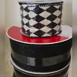 Black and White Checkered Ribbon Set